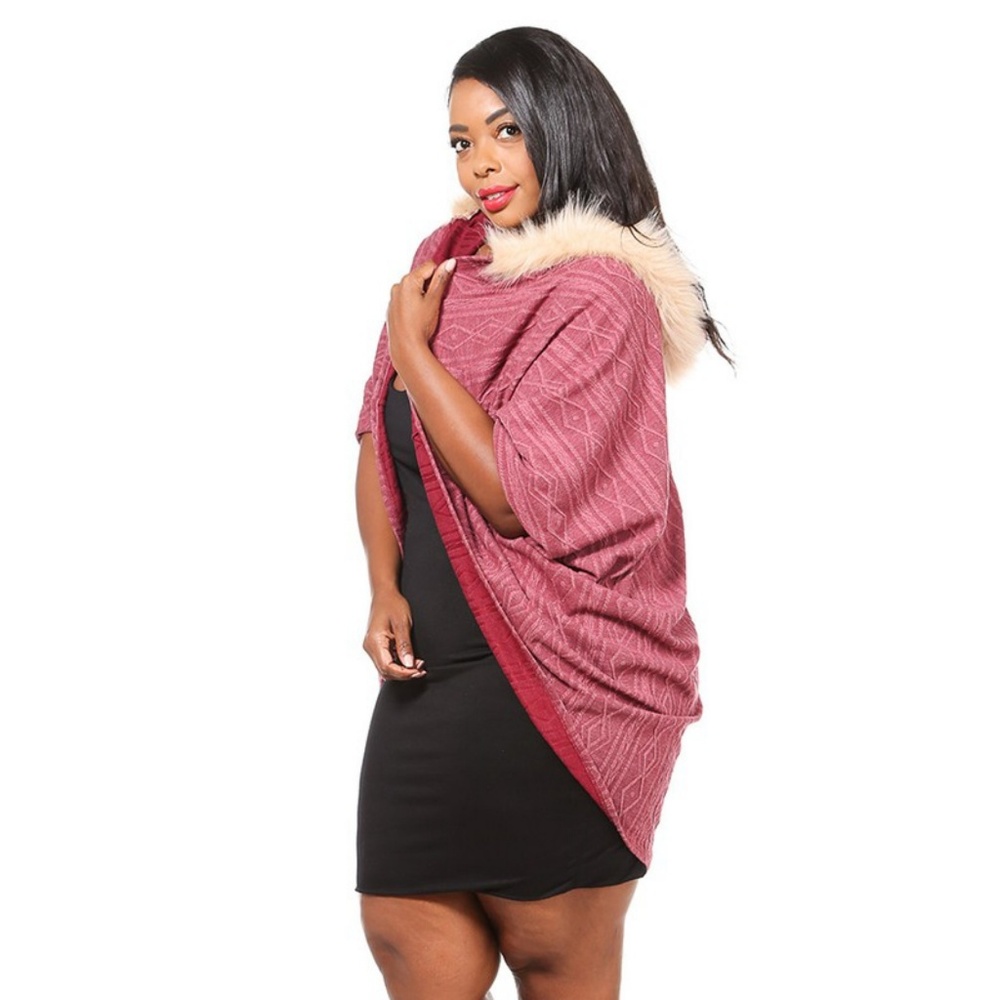 💋FUR DETAILED SWEATER TEXTURE COCOON KIMONO💋 - Picture 6 of 8